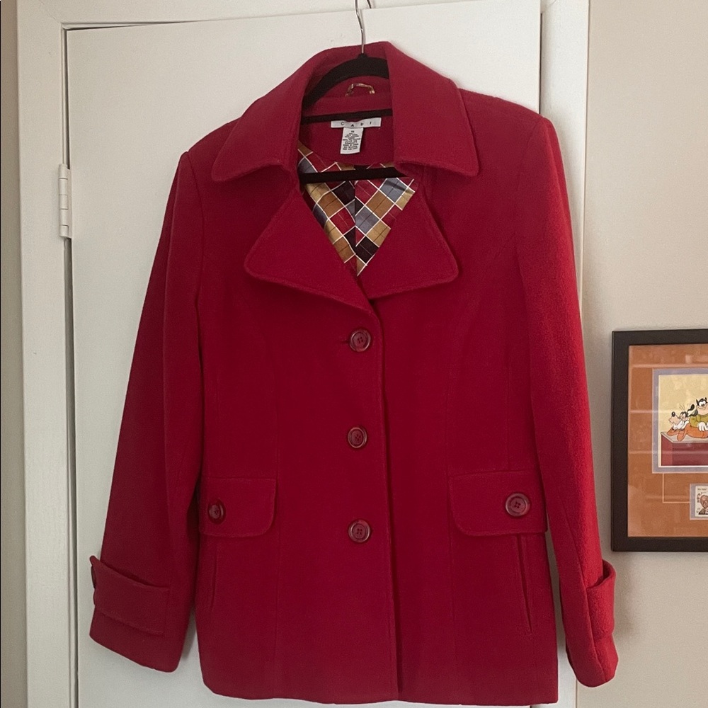 CAbi Red Pea Coat for Women